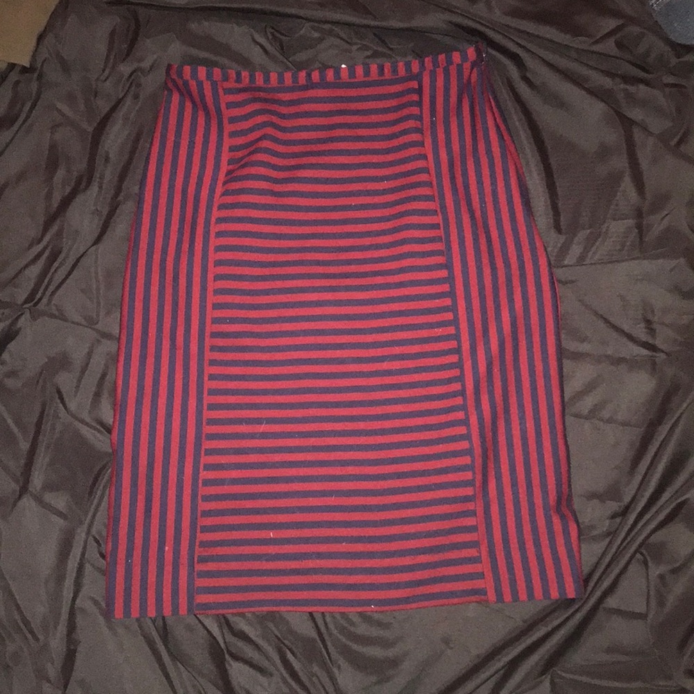 Navy & Maroon Striped Skirt